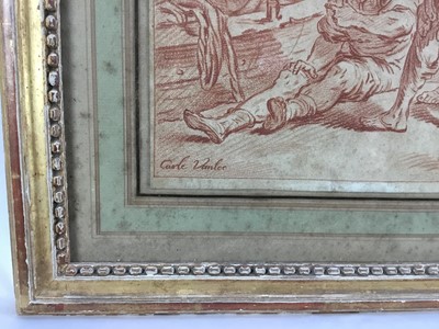 Lot 165 - After Carle Vanloo - 18th century sepia print in antique glazed gilt frame
