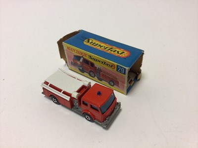 Lot 202 - Matchbox 1-75 Series Superfast models No.21 Foden Concrete Truck, No.7 Ford Refuse Truck, No.6 Ford Pick-Up, No.59 Fire Chief Car, No.38 Honda Motorcycle with Trailer, No.9 Boat with Trailer, No.32...