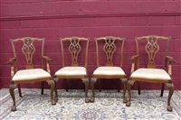 Lot 1358 - Set of eight mahogany Chippendale-style dining...