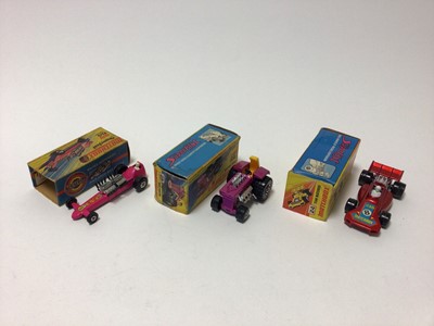 Lot 208 - Matchbox 1-75 Series Superfast models No.61 Blue Shark, No.24 Team Matchbox, No.34 Formula 1 Racing Car, No.25 Mod Tractor, No.48 Pi-Eyed Piper, No.64 Slingshot Dragster, No.42 Tyre Fryer, No.71 Ju...