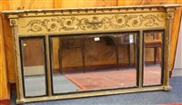 Lot 1359 - Regency gilt gesso triple plate overmantel...