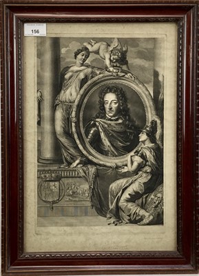 Lot 156 - 18th Century engraving of King William III, 40.5cm x 27cm in Victorian frame