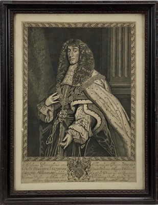 Lot 157 - 18th Century engraving of King James II, 'Sold by John Overton at The White Horse without Newgate', 48cm x 35.5cm in Victorian frame