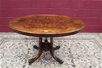 Lot 1360 - Victorian figured walnut and line-inlaid loo...