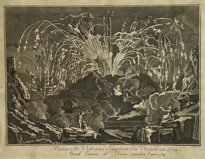 Lot 161 - 18th Century engraving - The Eruption of Mount Vesuvius in 1754, 42cm x 53cm, in ebonised frame