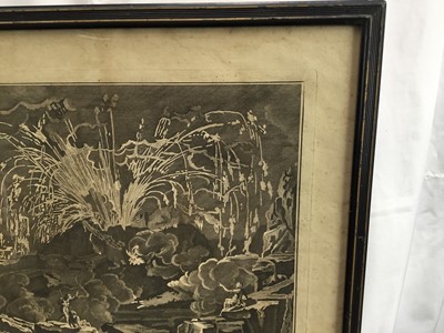 Lot 161 - 18th Century engraving - The Eruption of Mount Vesuvius in 1754, 42cm x 53cm, in ebonised frame