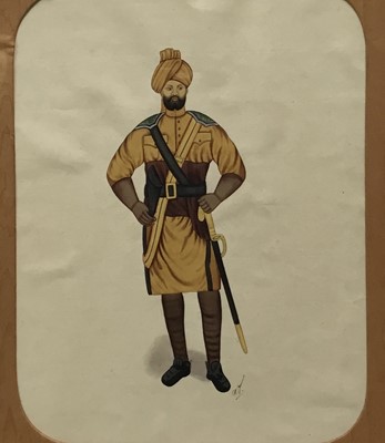 Lot 143 - Company School late 19th/early 20th century gouache study of an Indian regiment soldier, 21.5cm x 16.5cm