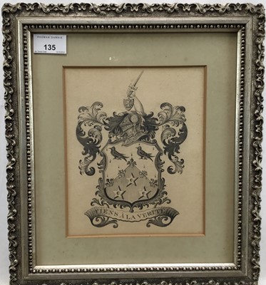 Lot 135 - Late 19th/early 20th century Armorial study in graphite, 20cm x 16.5cm