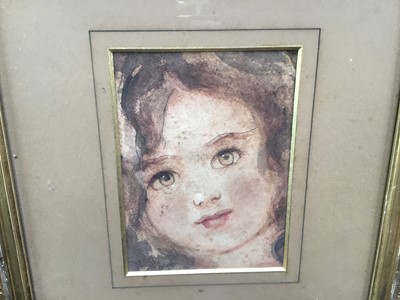 Lot 131 - 19th Century watercolour of a young girl, Mary Georgina Elizabeth Brooke, inscribed verso and dated 1900, 'This little drawing was carried all over India by Colonel Brooke, of his little girl (seco...