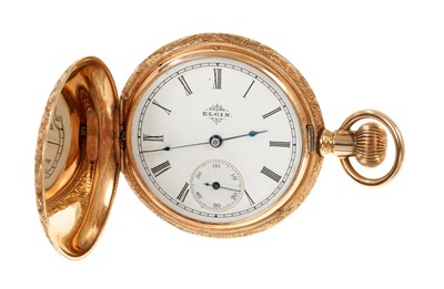 Lot 763 - Late 19th century American Elgin 14K gold full hunter mid-size pocket watch