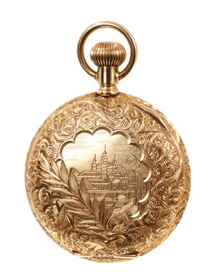 Lot 763 - Late 19th century American Elgin 14K gold full hunter mid-size pocket watch