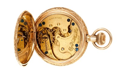 Lot 763 - Late 19th century American Elgin 14K gold full hunter mid-size pocket watch