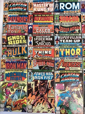 Lot 82 - Large group of Marvel comics 1980's. To include The Avengers, Spider woman, Rom, Marvel Team up and others. Approximately 200 comics.