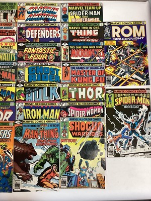 Lot 82 - Large group of Marvel comics 1980's. To include The Avengers, Spider woman, Rom, Marvel Team up and others. Approximately 200 comics.
