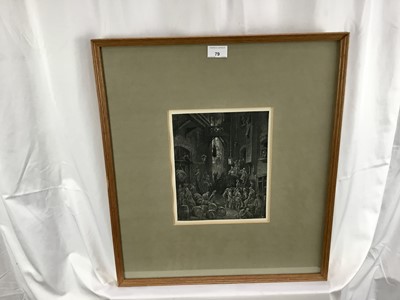 Lot 79 - Charles Laplante (1837-1903) woodblock after Gustave Doré - A River side-street, 1872, 26cm x 21cm, framed