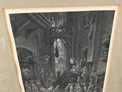 Lot 79 - Charles Laplante (1837-1903) woodblock after Gustave Doré - A River side-street, 1872, 26cm x 21cm, framed