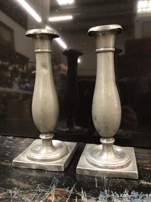 Lot 102 - Pair of 18th century pewter candlesticks