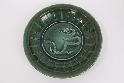 Lot 273 - Chinese green glazed dragon dish