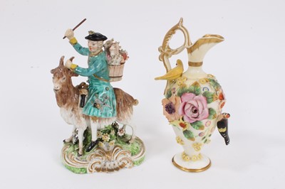 Lot 259 - Derby figure of the Welsh Tailor, and a Spode encrusted cabinet vase. (2)