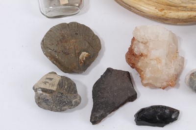 Lot 947 - Collection of geological specimens, worked flints etc, some with old labels
