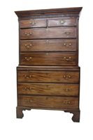 Lot 1370 - George III mahogany chest on chest, the upper...