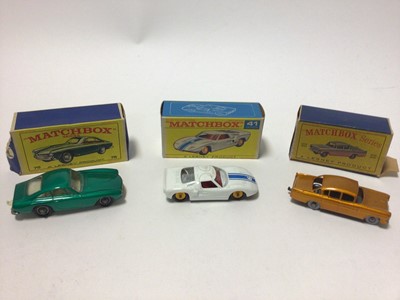 Lot 220 - Matchbox 1-75 Series No.52 BRM Racing Car, No.73 Ferrari Racing Car, No.19 Lotus Racing Car, No.41 Ford GT, No.75 Ferrari Berlinelta, No.22 Vauxhall Cresta, all boxed (6)