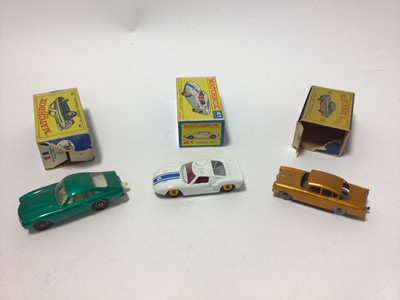 Lot 220 - Matchbox 1-75 Series No.52 BRM Racing Car, No.73 Ferrari Racing Car, No.19 Lotus Racing Car, No.41 Ford GT, No.75 Ferrari Berlinelta, No.22 Vauxhall Cresta, all boxed (6)