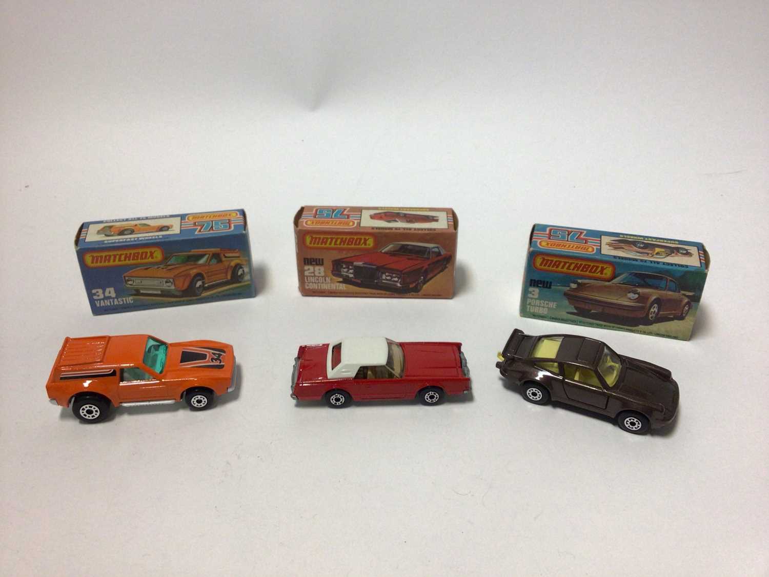 Lot 223 - Matchbox 1-75 Series Superfast models No.72 Hovercraft, no.46 Stratcha Fetcha Ambulance, No.55 Mercury police car, No.15 Fork Lift Truck, No.51 Citroen SM, No.66 Ford Transit, No.3 Porsche Turbo, N...