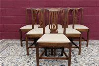 Lot 1374 - Set of six George III mahogany dining chairs,...