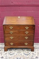 Lot 1376 - George III mahogany bureau, the sloping fall...