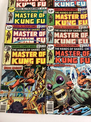 Lot 73 - Group of Marvel comics The hands of Shang-Chi, Master of Kung Fu (1974 to 1979). English and American price variants. Approximately 42 comics.