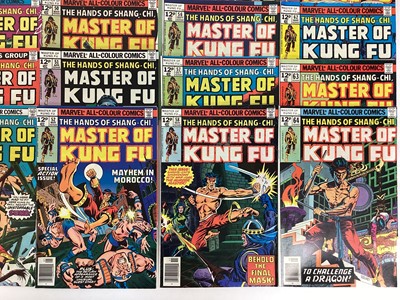 Lot 73 - Group of Marvel comics The hands of Shang-Chi, Master of Kung Fu (1974 to 1979). English and American price variants. Approximately 42 comics.