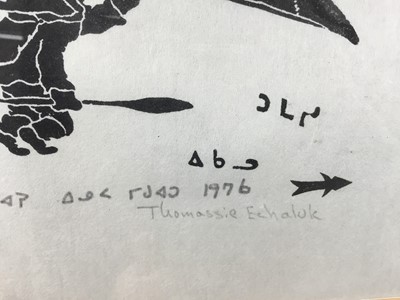 Lot 20 - Thomassie Echaluk (Inuit 1935-2011) stonecut print signed and titled in pencil