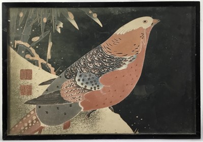 Lot 17 - Japanese woodblock of a bird 24.5cm x 36cm in glazed frame