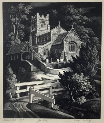 Lot 16 - George Mackley (1900-1983) limited edition wood engraving - Church Path, signed in pencil, framed