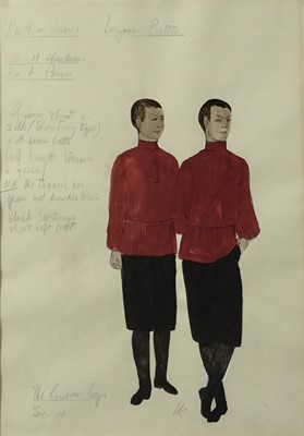 Lot 31 - Charles Knode original costume design for Benjamin Britten’s Opera Death in Venice, ‘The Russian Boys’, 44cm x 30cm in glazed frame