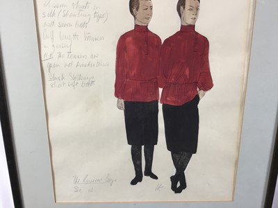 Lot 31 - Charles Knode original costume design for Benjamin Britten’s Opera Death in Venice, ‘The Russian Boys’, 44cm x 30cm in glazed frame