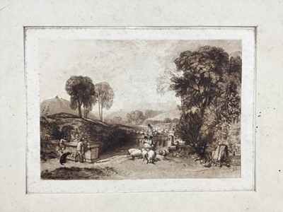Lot 142 - 19th Century aquatint - Sheep-washing Windsor, 18cm x 26cm unframed