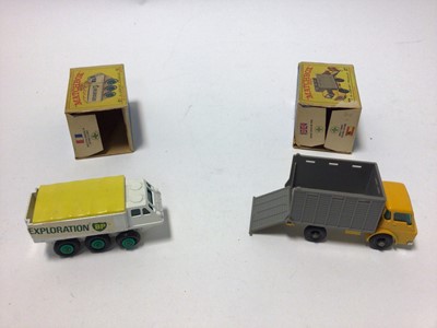 Lot 229 - Matchbox 1-75 Series No. 43 Pony Trailer, No.65 Claas Combine Harvester, No.61 Alvis Stalwart, No.37 Cattle Truck, No. 40 Hay Trailer, No.2. Mercedes Trailer, No.65 Combine Harvester, all boxed (7)