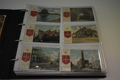 Lot 1407 - Postcars in album - Colchester collection including heraldic, shipping at the Hythe, town views including early vingettes, multiviews, street scenes, trams, land marks etc.