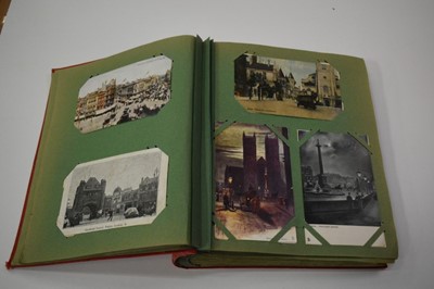 Lot 1412 - Postcards in six albums including Royalty, greetings, London topgraphy, foreign cards, actresses etc.