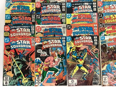Lot 66 - Large quantity of 1980's DC Comics, All-Star Squadron #1-17 #20 #21 #22 #23(1st app of Amazing Man) #25(1st app of Infinity Inc, Atom Smasher) #26 #27 #28 #32(The Death of Earth X) #33(1st app of T...