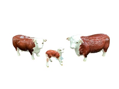 Lot 1132 - Beswick Cow Family- Bull, cow and calf