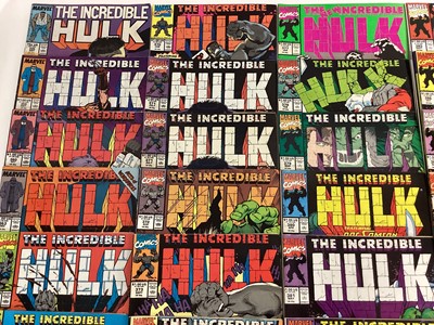 Lot 27 - Group of Marvel comics The Incredible Hulk mostly 1990's. To include issue 377, First appearance of professor hulk. And issue 418, first apperance of Talos. Approximately 30 comics.