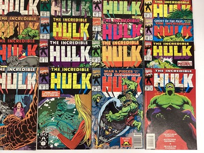 Lot 27 - Group of Marvel comics The Incredible Hulk mostly 1990's. To include issue 377, First appearance of professor hulk. And issue 418, first apperance of Talos. Approximately 30 comics.