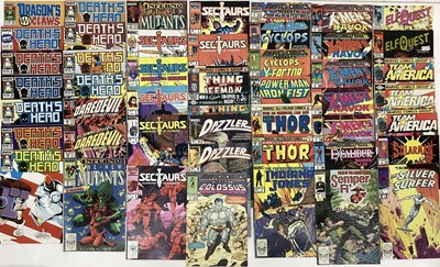 Lot 107 - Box of Marvel comics mostly 1980's. To include Sectaurs, X-men's Havok, Wolfpack, Black Panther, Deaths head 1-10 and many others. Approximately 140 comics.