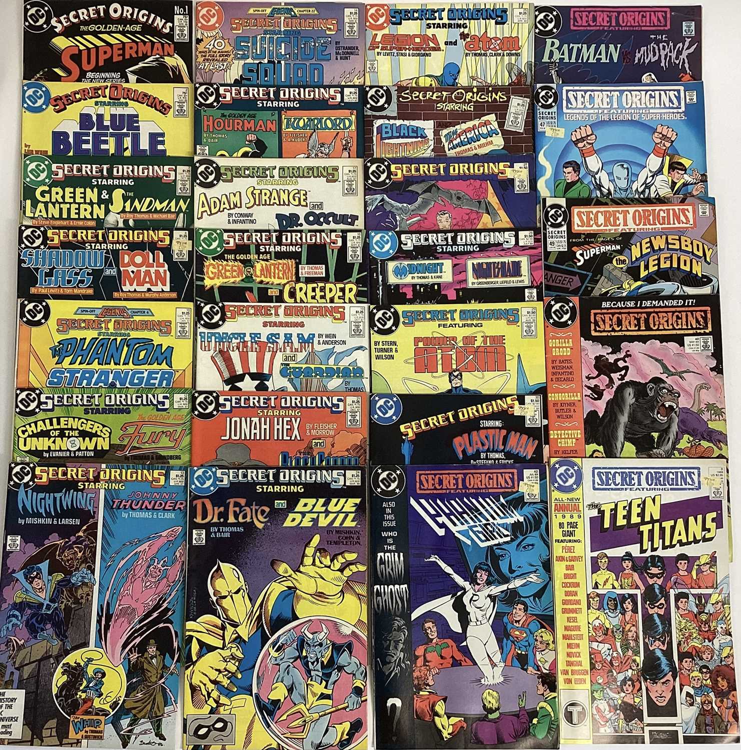 Lot 36 - Quantity of DC Comics 1980's and 90's, Secret Origins #1 #2 #7 #8 #10 #12 #13 #14 #16 #17 #18 #19 #21 #24 #25 #26 #27 #28 #29 #30 #40 #42 #44 #47 #49 together with Secret Origins Annual 1989 #3
