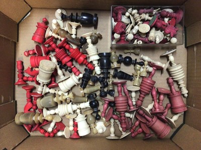 Lot 552 - Extensive collection of carved bone and horn chess pieces