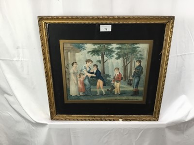 Lot 79 - Pair of Regency hand coloured stipple engravings - Going to School, 23 x 31cm, each in period glazed gilt frame.: Estate of David Tron, Kings Road Antiques Dealer