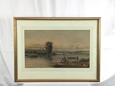 Lot 84 - English School, mid 19th century, pair of watercolours, Extensive river landscapes, 28 x 42cm, glazed frames